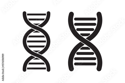 Black Silhouette of a DNA Double Helix Structure for Science