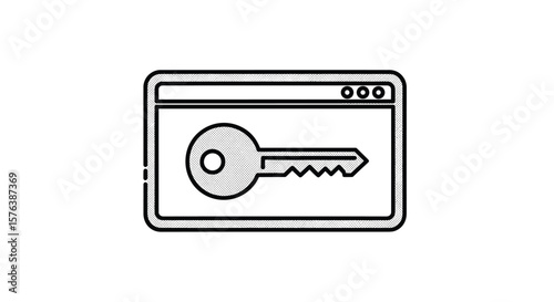 Digital key access secure online authentication and verification process illustration