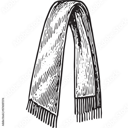 Elegant Scarf Illustration: Vintage Fashion Accessory Design
