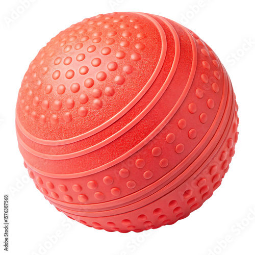 Red Rubber Ball Texture Design and Pet Toy Isolated On Transparent Background