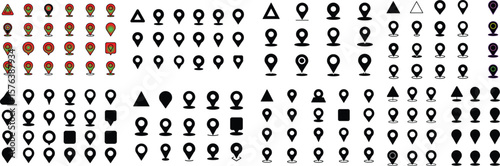 Collection of Diverse Map Marker Icons Representing Location and Navigation Elements for Digital Cartography and Mapping