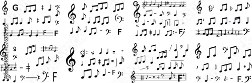 Diverse Musical Notation Collection An Array of Symbols, Notes, and Clefs Spanning a Variety of Musical Expressions and Concepts, vector, music, musical notation