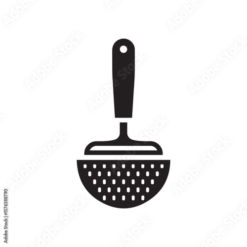 Essential Black Silhouette of a Kitchen Skimmer or Slotted Ladle