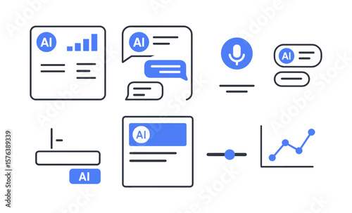 Ai interface icon set for technology and communication design