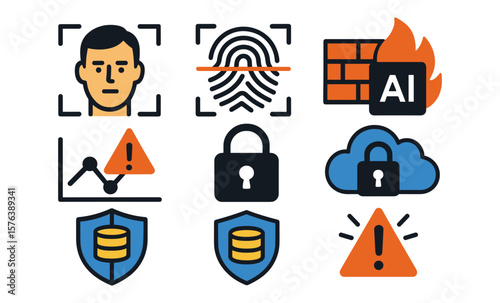 Ai security concepts with icons for cybersecurity design