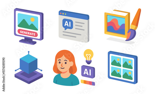 Creative generative ai icon set for design and composition projects