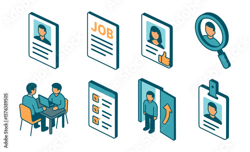 Professional recruitment and hr icons collection for employment and hiring solutions