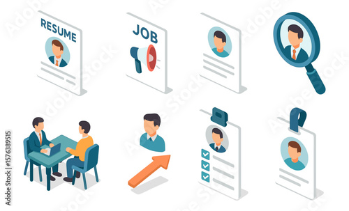 Modern business icons collection for hr and recruitment design