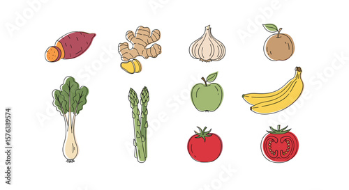 An assortment of fresh fruits and vegetables for healthy eating and nutrition discovery