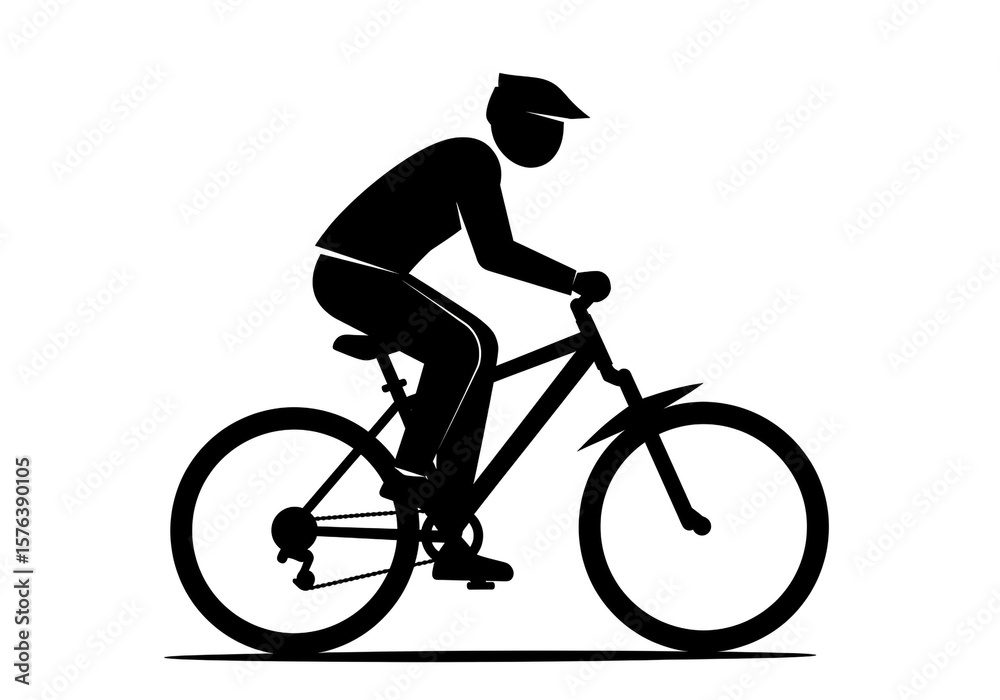 Fototapeta premium A silhouette illustration of a cyclist riding a mountain bike on a white background image art