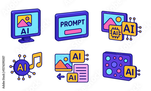 Generative ai icon set for digital design projects