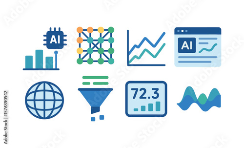 Ai data visualization icons for analytical and technological design