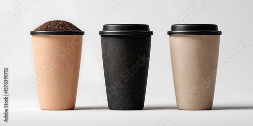 Wallpaper Mural Eco-Friendly Reusable Tall Tapered Coffee Cups with Black Granules for Sustainable Lifestyle Torontodigital.ca