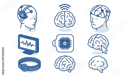 Brain machine interfaces and technology conceptual icons for design and innovation