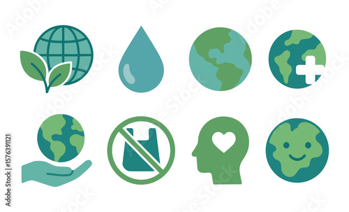 Eco friendly icons for sustainable living and environmental conservation design