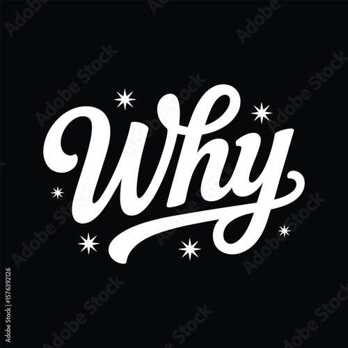 White why lettering with sparkling starbursts on a black background