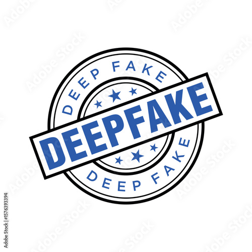 Deep Fake Letter Rubber Stamp Vector Design Template