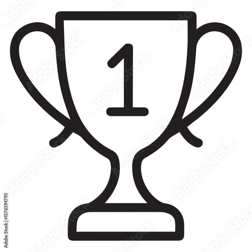 Champion Cup Icon – Outline Style First Place Award