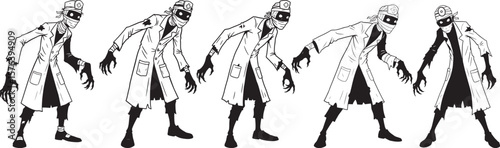 Spooky Zombie Doctor Creepy Cartoon Character silhouette