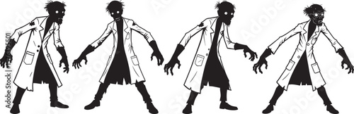 Spooky Zombie Scientist Mad Lab Cartoon Character silhouette