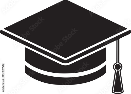Black academic cap with tassel graduation education