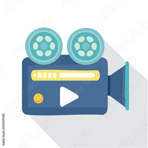 Cute video camera flat vector
