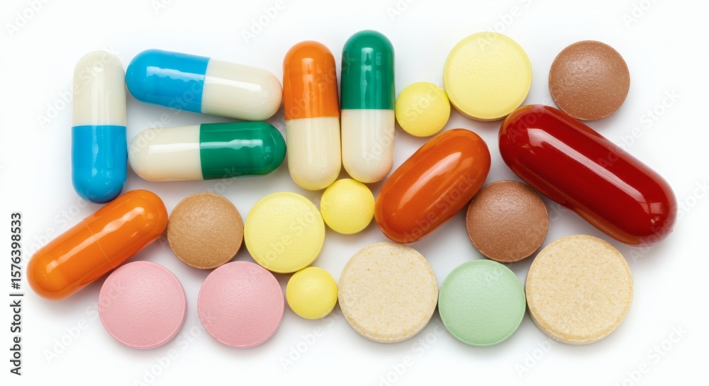 Colorful Pills Health Spectrum on White. Colorful Pills Health Spectrum on White.