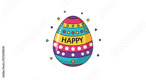 Celebrate the joyful easter holiday with a beautifully decorated egg and festive confetti sparkles for a happy celebration