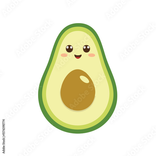 Cute avocado flat vector