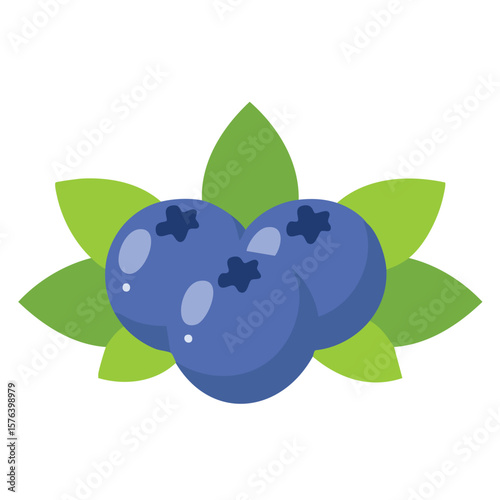 Cute blueberry flat vector