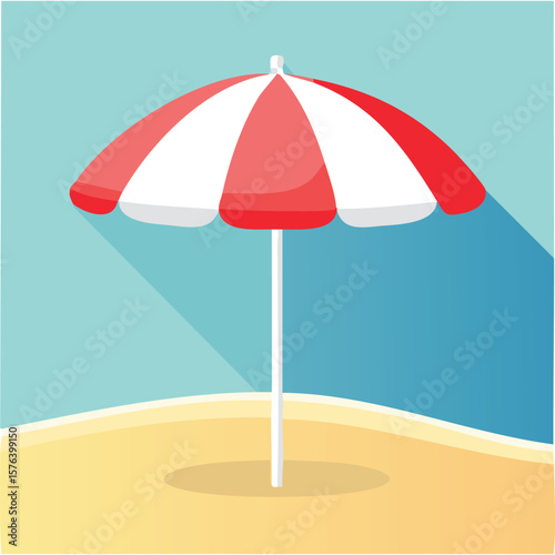 Cute beach umbrella flat vector