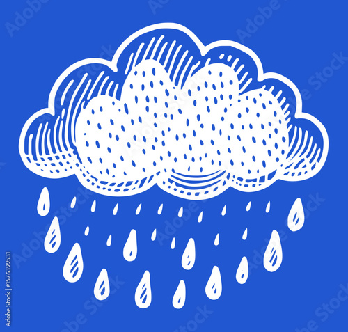 Hand-Drawn Rain Cloud Icon – Doodle Style Weather Vector Illustration