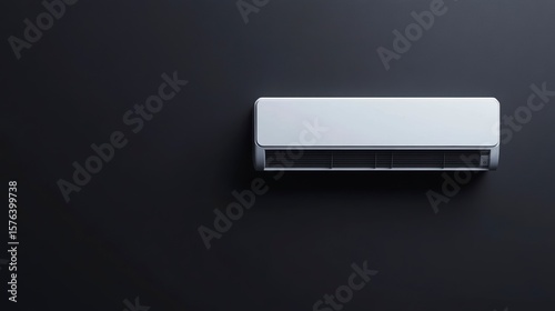 Modern white air conditioner unit mounted on a dark wall.