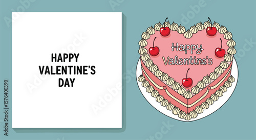 Celebrate your love with this delicious heart shaped valentine's day cake decorated with cherries and sweet frosting