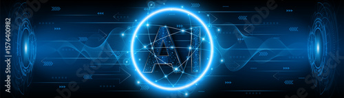 Digital technology of the future. AI icon or artificial intelligence symbol. Future advanced artificial intelligence technology circuit board concept	