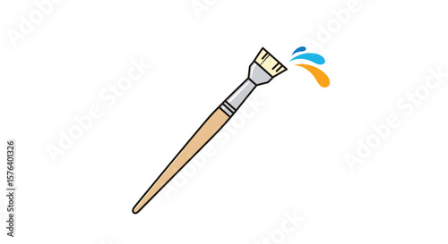 A detailed illustration of a paintbrush with bristles loaded with vibrant colors ready to create art on a canvas