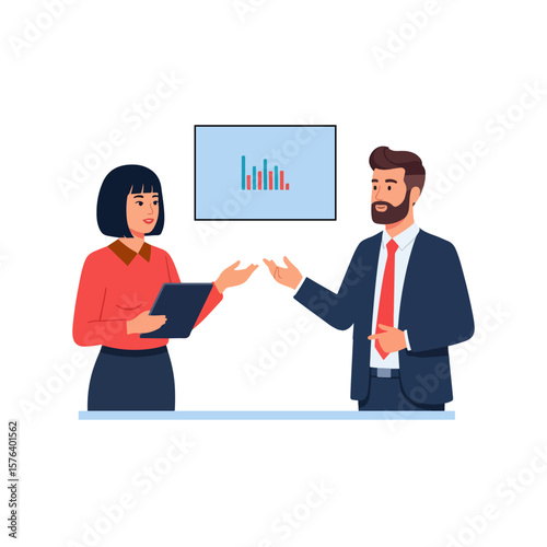 Two businessmen discussing about the growth vector illustration
