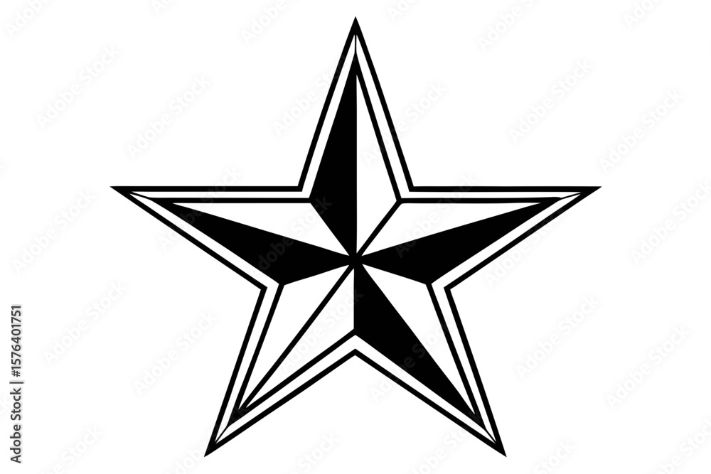 Obraz premium Black and White Symmetrical Star Shape with Sharp Points