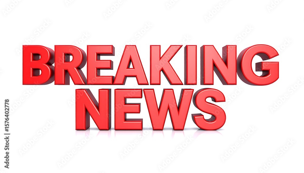 Red 3D text breaking news Red 3D text breaking news
