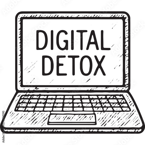 Digital Detox Sign - Unplugging and Mindfulness Sketch Illustration
