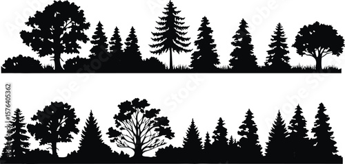 Silhouette Tree and Forest Illustrations Set - Black Tree Designs,Tree silhouette vector,vector silhouette trees Icon set,set of trees silhouettes,African trees as black silhouettes,ai