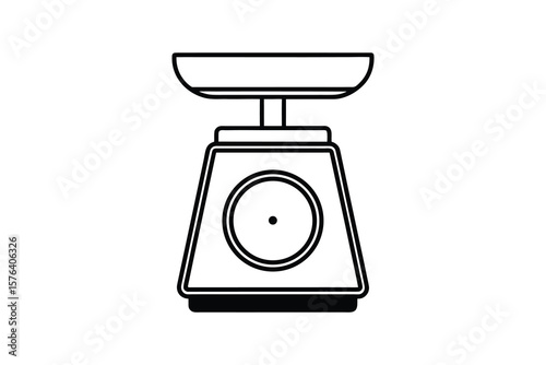 Minimalist Kitchen Scale Illustration in Black and White Perfect for Recipe Blogs and Culinary Designs Silhouette