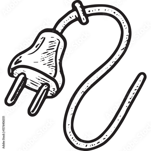 Plug Icon - Unplugging and Energy Sketch Illustration