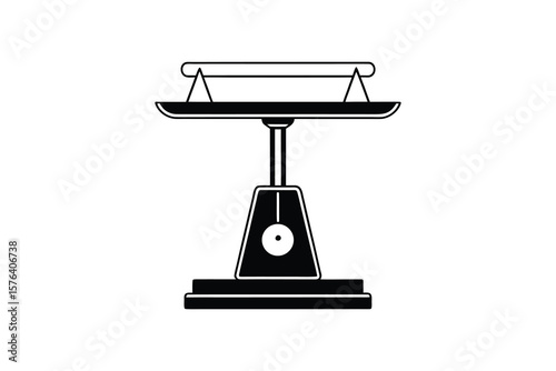 Vintage Scale Illustration Depicted in Black and White Emphasizing Balance and Justice Shown in Silhouette Style silhouette