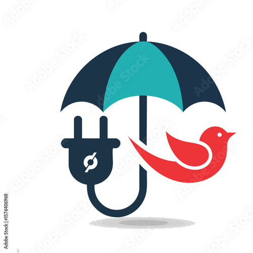 Sustainable Energy Ecosystem Shield. Graphic depicts environmental safety for wildlife and power. It conveys responsible resource use, fostering balance between modern progress and natural.