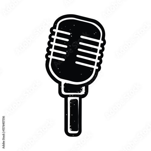 retro microphone isolated on white background
