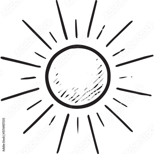 Sun Icon - Nature and Warmth Sketch Illustration