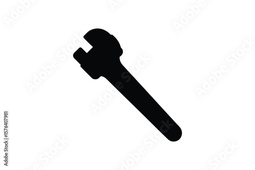 Adjustable Wrench Tool Silhouette on White Background Illustrating Mechanical Repair and Maintenance Featuring a Clean and Modern Silhouette Style