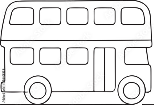 Double Decker Bus Line Drawing Icon for Urban Transport Theme