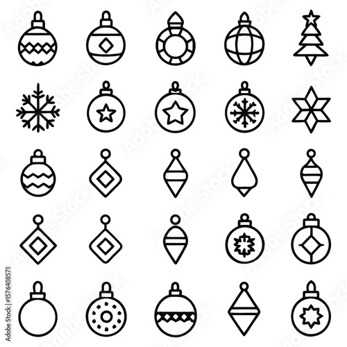 Christmas ornaments and snowflakes baubles festive